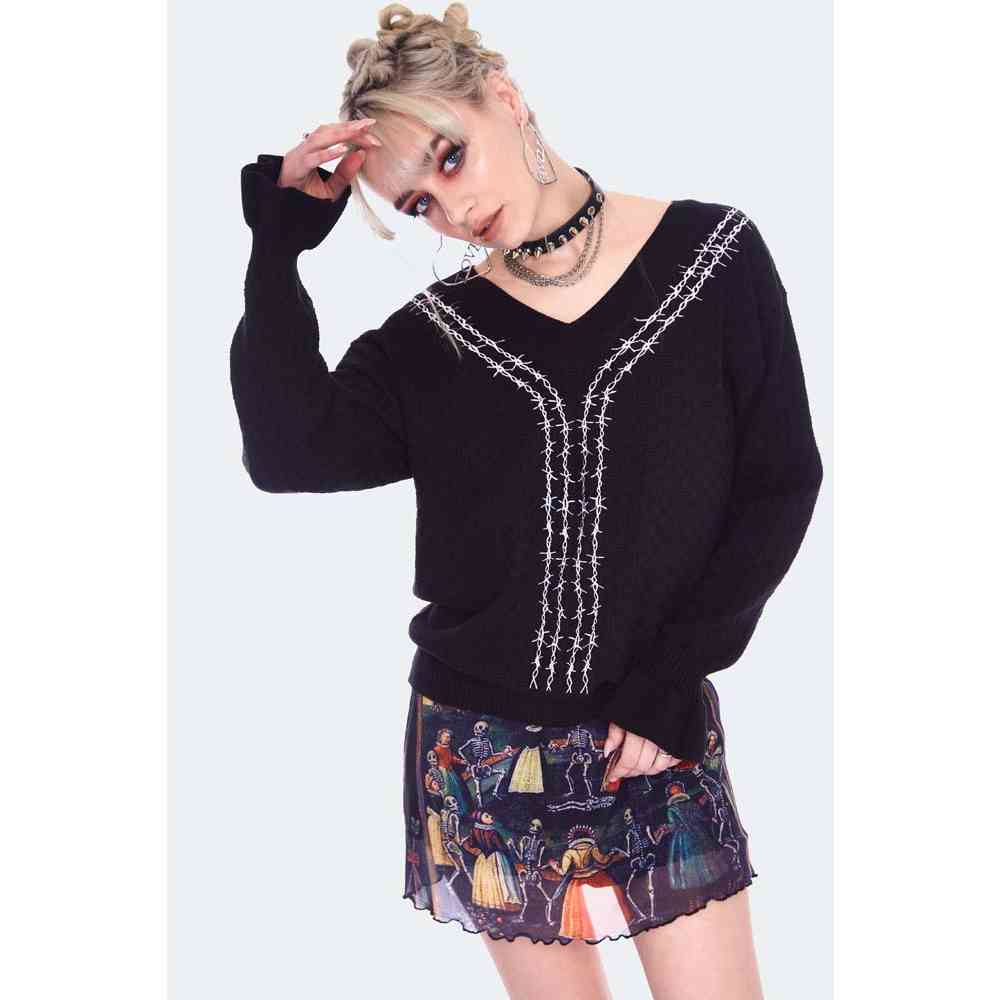 Jawbreaker - Barbed Wire Embroidery Gebreide trui - Zwart